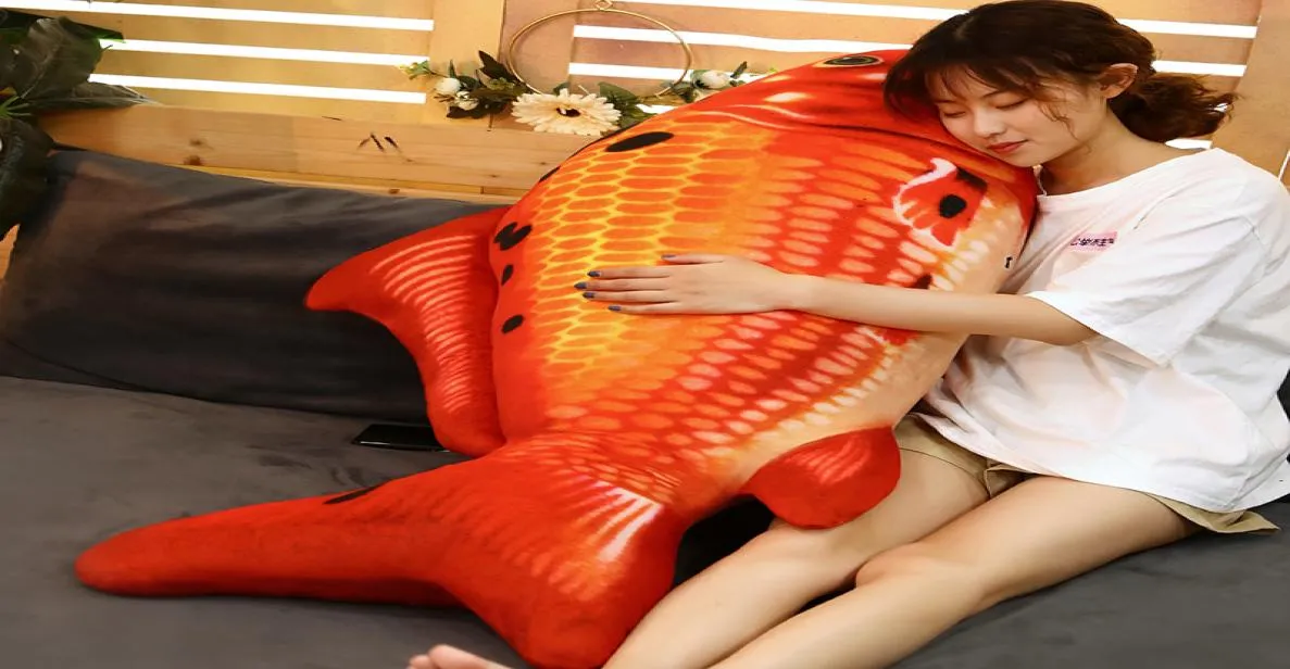 mignon simulation de poisson poupée géante en peluche plate de lit de lit