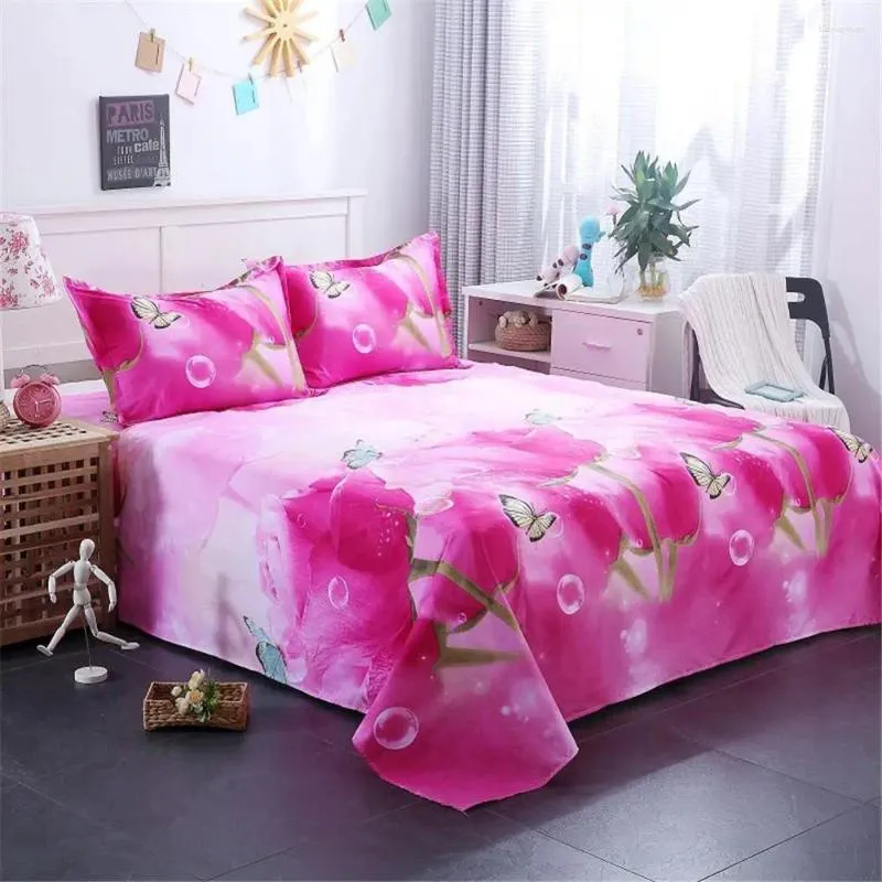 Bedding Sets 3 Unids/set Romntico 3D Rosa Patrn De Impresin La Hoja Cama Funda Almohada Ropa Conjunto