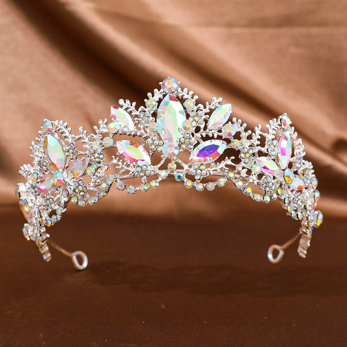 Vintage Alloy Crystal Tiara Crown Wedding Bridal Hair Accessories for Women Royal Real Pearls Bride Crowns Tiaras Zircon Crystal Wedding  main image 2