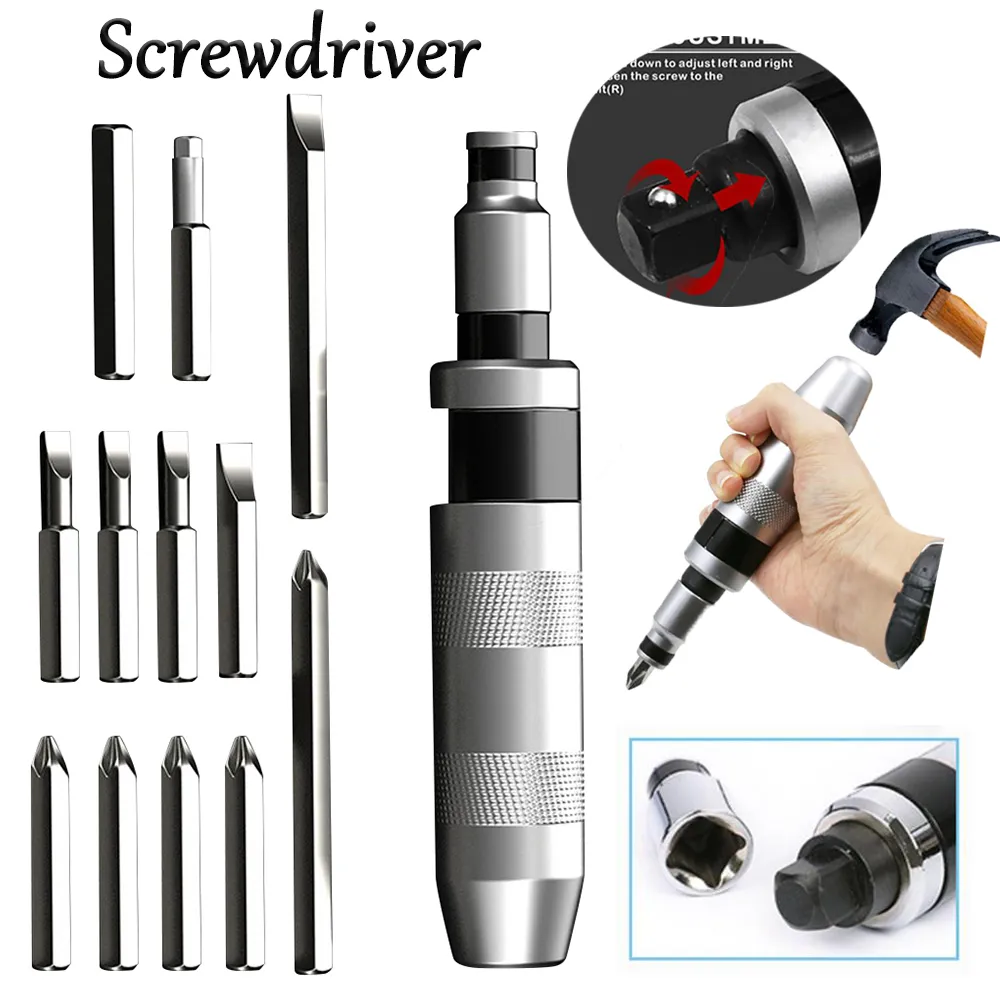 Impact Screwdriver Tool Set with Multi-purpose Chisel Bits and Socket ...