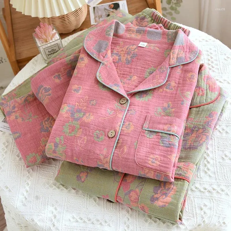 Pijamas de algodão puro para mulheres do sono feminino 2024 Conjunto de pinos de algodão