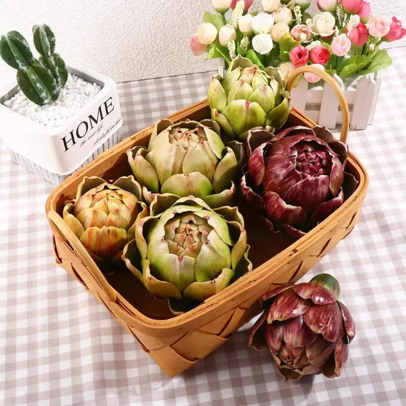 Fiori decorativi Lifeleo -Bellissimi piante succulente di carciofo Succulente uniche Ornamenti vintage unici Ornamenti di frutta in finto verde alla moda