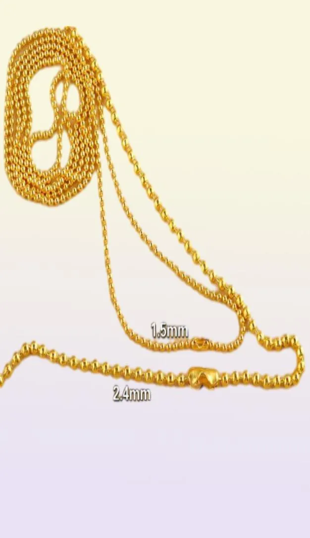 Gold silvery black 15mm 24mm 70cm bead chain Necklaces Bead ball stainless bead chain Belt buckle Necklaces4186774