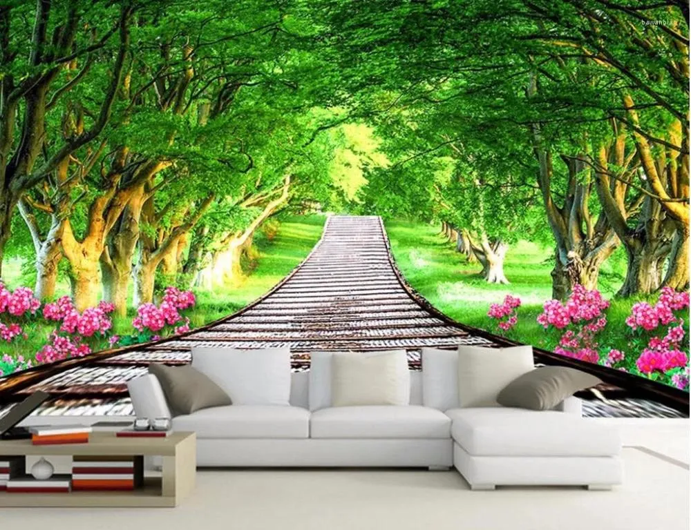 Wallpapers Custom Po 3d Wallpaper Green Forest Road Picture Room Background Decoration Painting Wall Murals For Walls 3 D