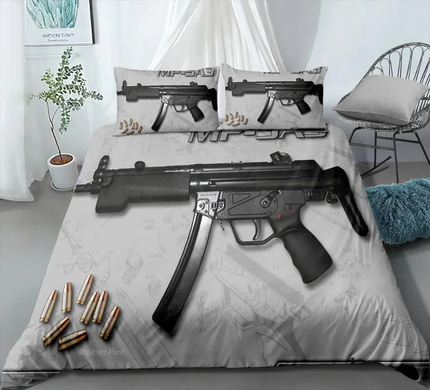 Beddengoed sets modemachine pistool bedrukt quilt cover 3d boy slaapkamer decoratie set tweepersoonsbed kind
