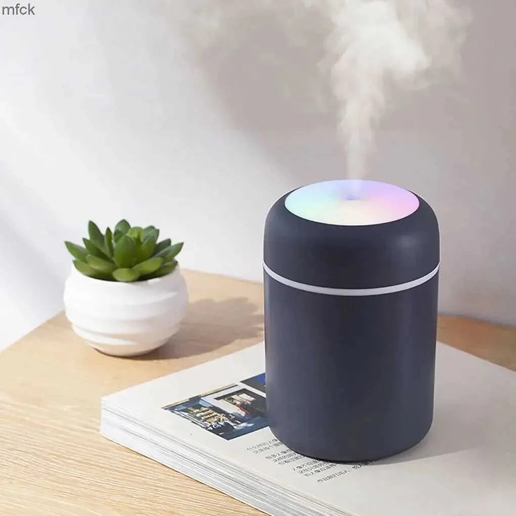 Humidifiers Lampade di fragranze 300 ml umidificatore aria portatile ad ultrasuoni a coppa colorata diffusore per la nebbia fresca produttore di nevicella virificatore USB con luce per auto