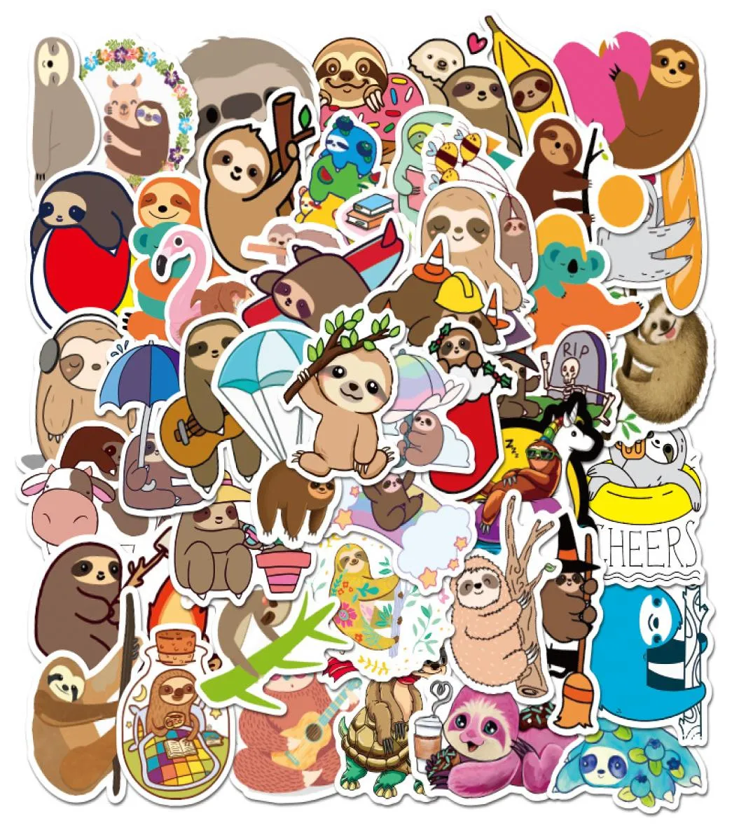 WG55 Söt Sloth Animal Laptop Stickers Relax Life Funny Text Cartoon Waterproof Stickers för barn DIY GUITAR KAPLE CAR DECAL1670363