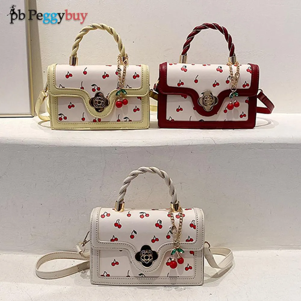 Sg Womens PU Leather Shoulder Bag Adjustable Chain Strap, Cherry