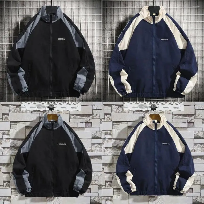 Street Color Block Patchwork Turndown Collar Outerwear Street Color Block Patchwork Turndown Collar Outerwear