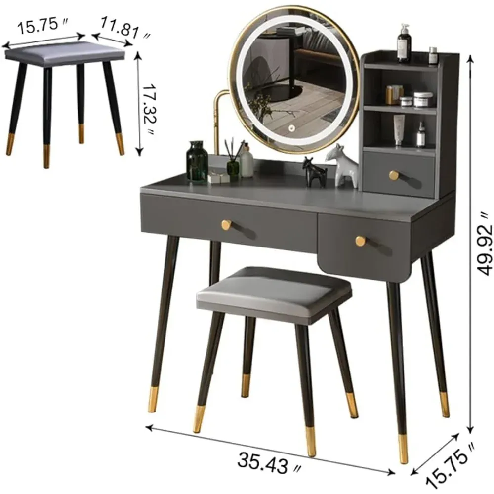 Modern Black Dresser with Mirror \u0026 Touchscreen Dimmer, 3 Sliding Drawers -  Shop Now! from Dhgate Bedroom Furniture - price 144.2, image size:1000x1000