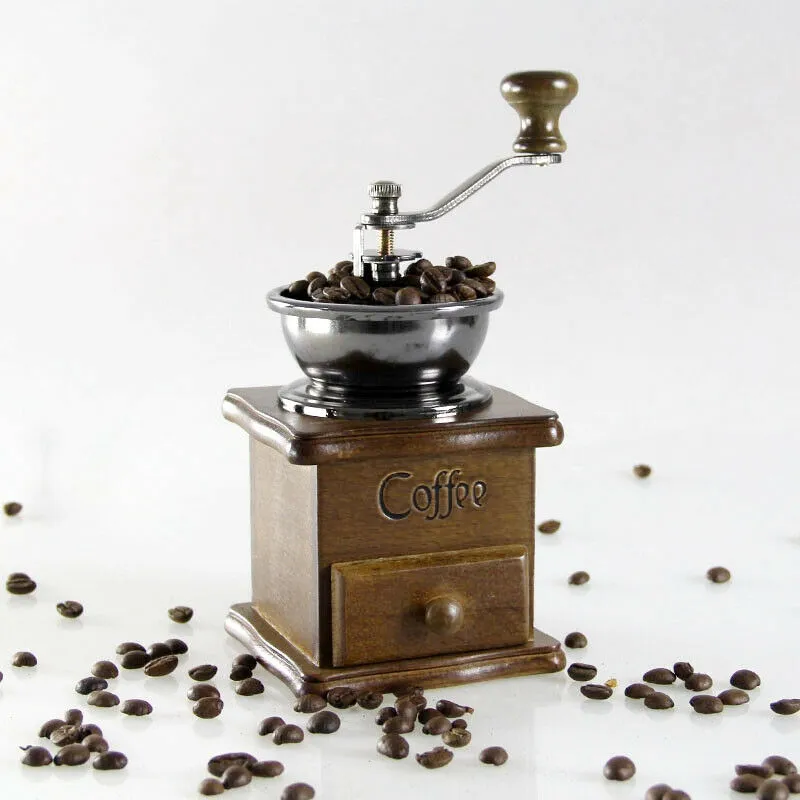 Pear Wood Manual Coffee Grinder - Vintage Hand Coffee Burr Mill for ...