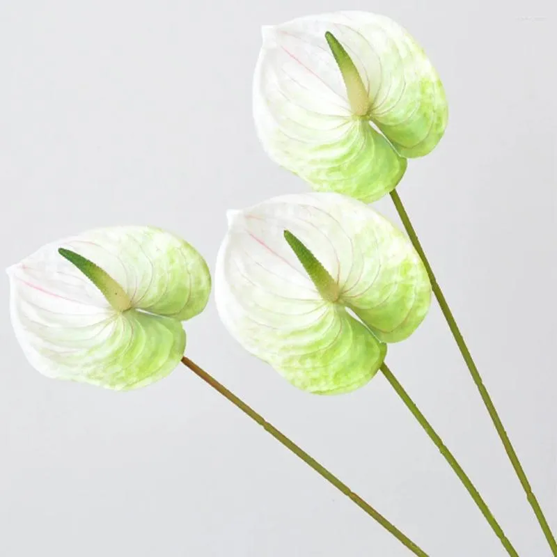 Flores decorativas 4 PCs Simulação Anthurium Andraeanum Lind Bouquet Plantas falsas Moldagem de injeção doméstica Po Prop Bride Faux