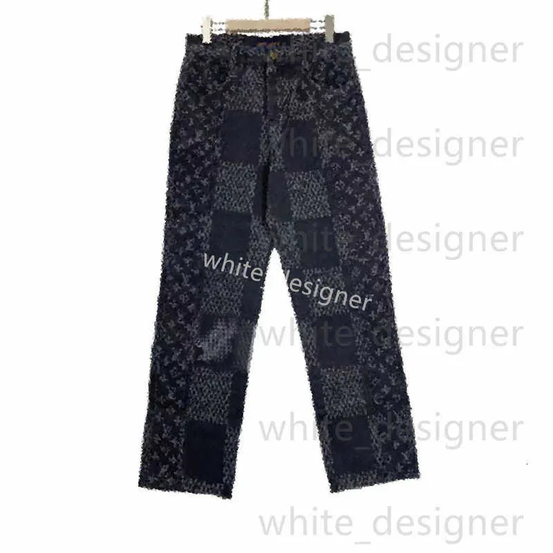 Högkvalitativ designer män jeans män jeans designer byxor ljus lyx och fashionabla vårblomma byxor amerikansk retro tung industri tvättad gammal tryck skarvning