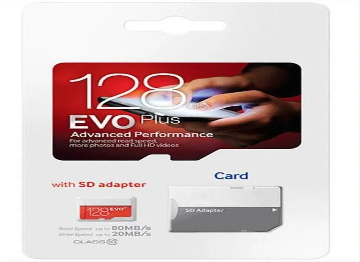 2019 흰색 빨간색 Evo Plus 클래스 10 256GB 64GB 32GB 128GB 플래시 TF 카드 메모리 카드 C10 어댑터 프로 플러스 클래스 10 100MB6588098