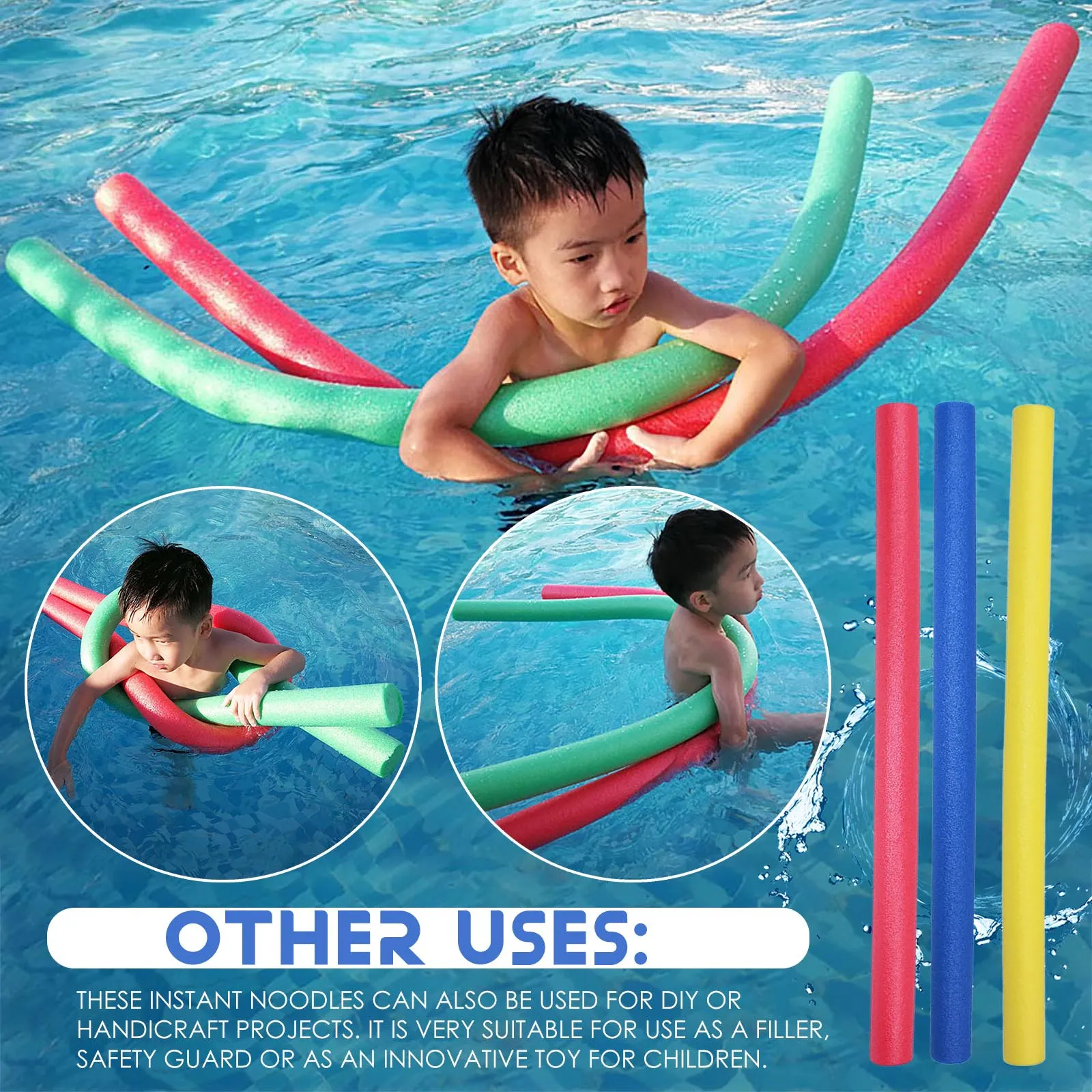 Swimming Pool Noodle Foam Rod 5 ft Float Swim Aid for Kids and Adults ...