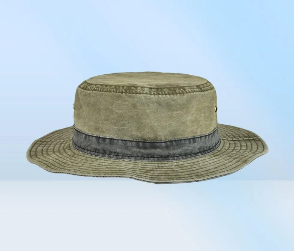 Chapéus ao ar livre VOBOOM Bucket para homens lavados Panamá de algodão Pesca de caça à caça UV400 Caps de proteção solar 2209121176063