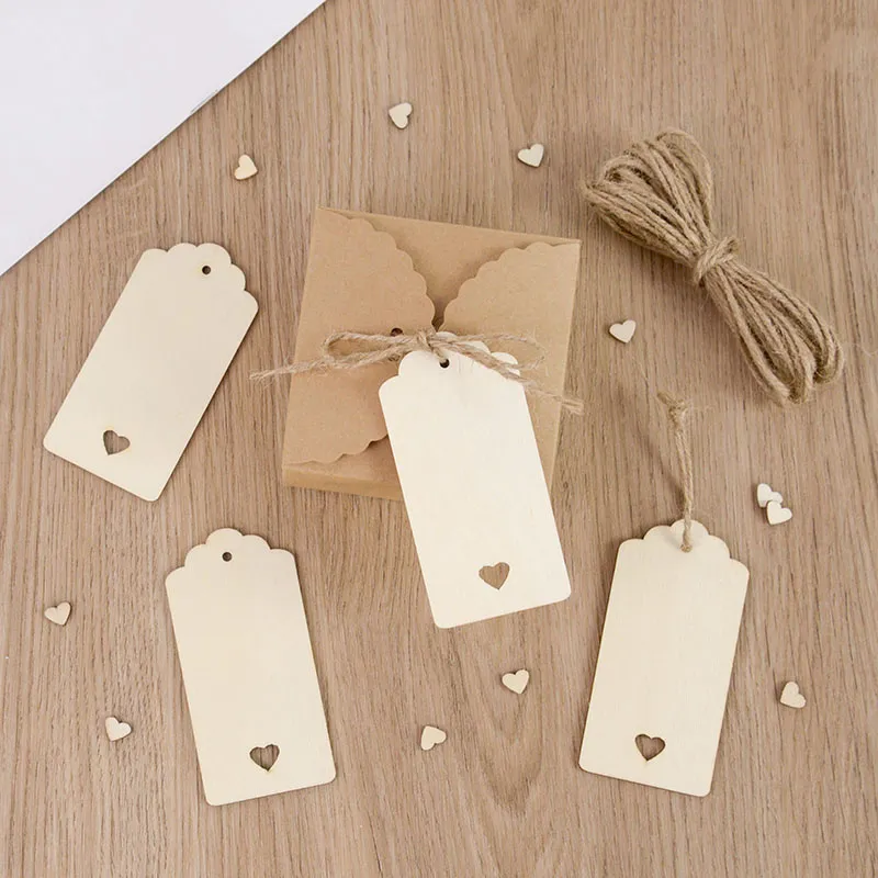 Guft Tag Rope Natural Wood Slice Gift Tags with Rope for Hanging, Unfinished Wooden ...