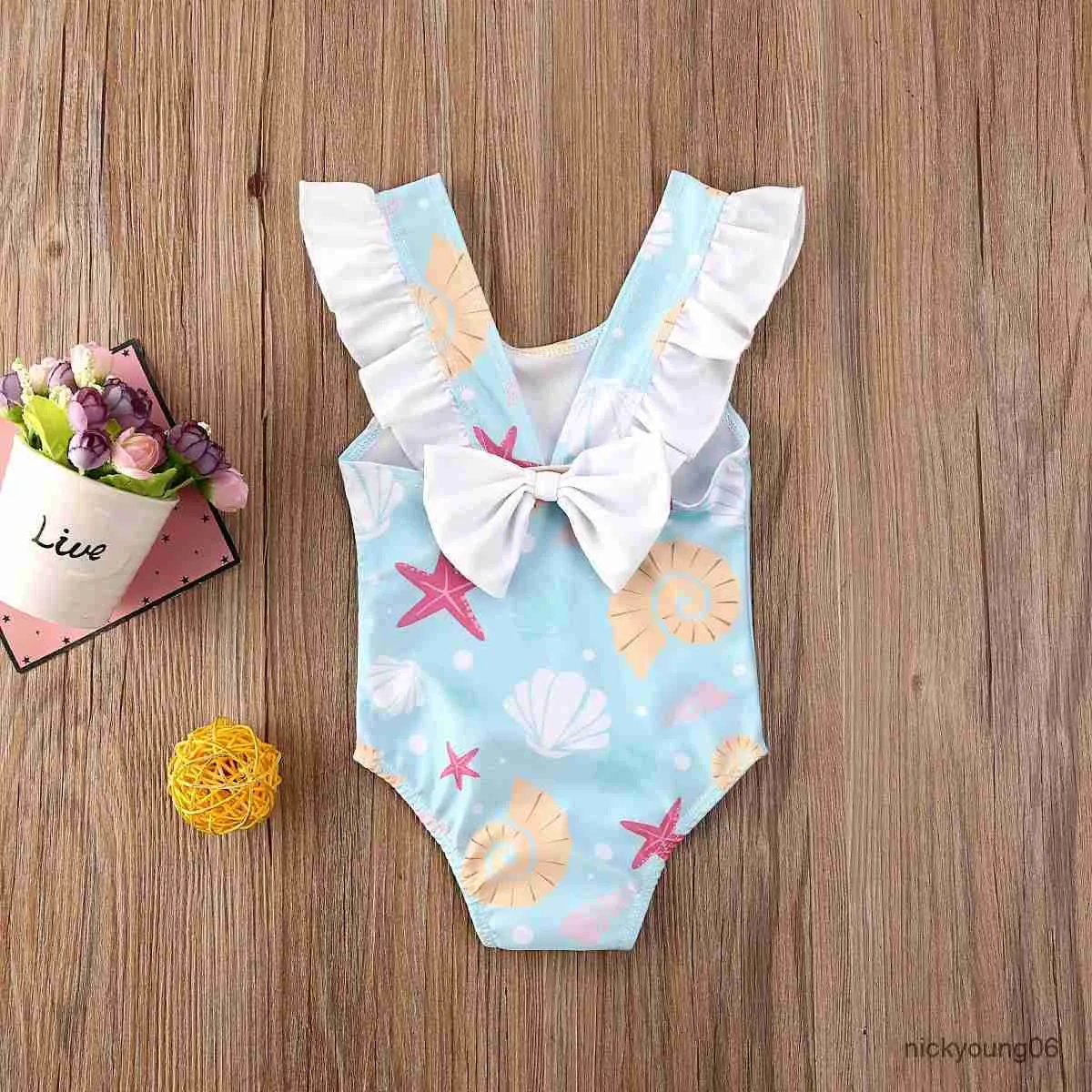 Pezzi neonati neonati bambini da bagno costume da bagno conchiglie starfish star pesce costumi da bagno per ragazze estate da bagno da bagno