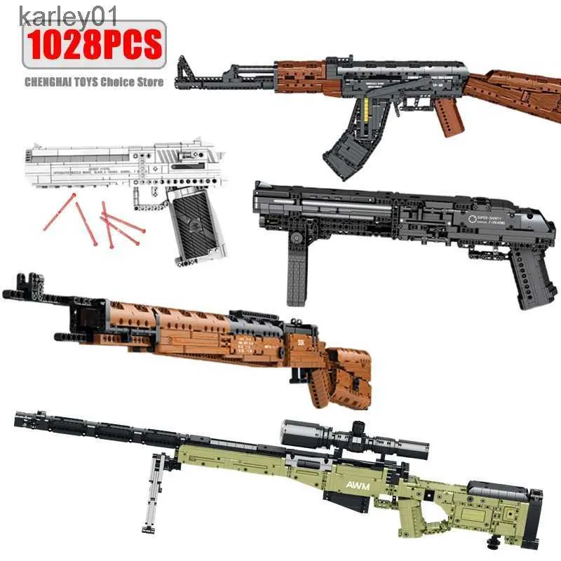 Toys de armas da Segunda Guerra Mundial II submarina 98K Desert Eagle Pistol Block Modelo Tecnologia Rifle Block Gun Boy Boy Toy Childrens Presente YQ240413