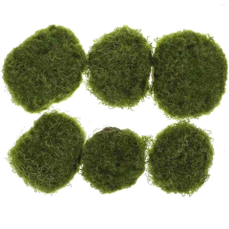 Dekorativa blommor 6 PC: er konstgjorda mossa klippor faux mossy sten mikro landskap dekor växt falsk hem trädgård layout prop liv grejer imiterad