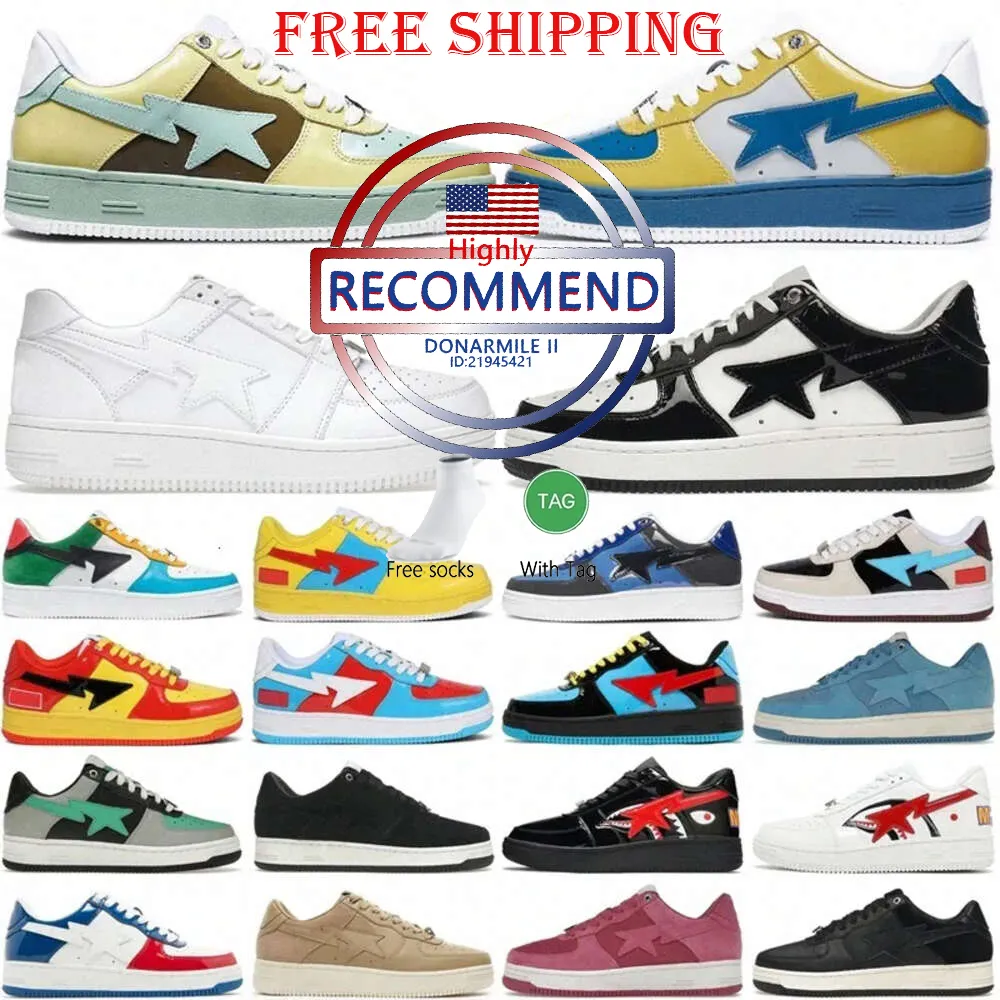 Gratis frakt Gorilla Brand Star Casual Designer Shoes SK8 STA MENS RED BLÅ SVART VIT PINK KAMOUFLA SKATEBOARDING JOGGING Män kvinnor Sport Sneakers Trainers