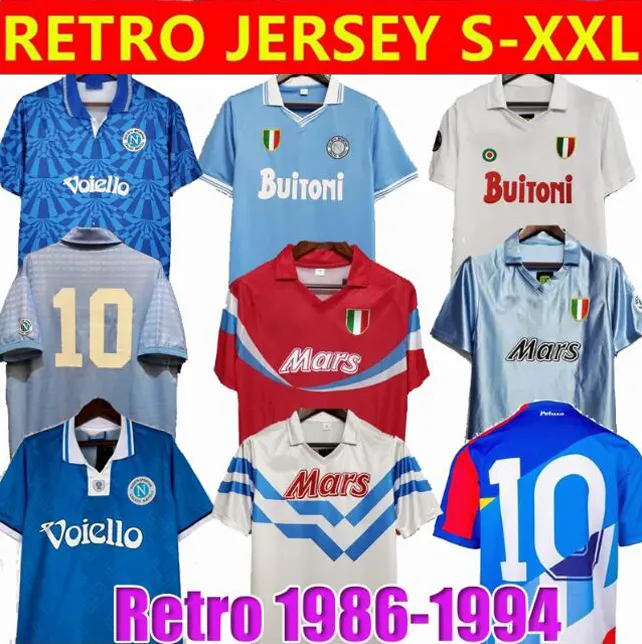 Napoli Retro Soccer Jerseys Maradona Naples 1986 1987 1988 1999 Mertens Alemao 86 87 88 89 91 93 Coppa Italia Classic Vintage Napoli Long Sleeve Football Shirts Kit