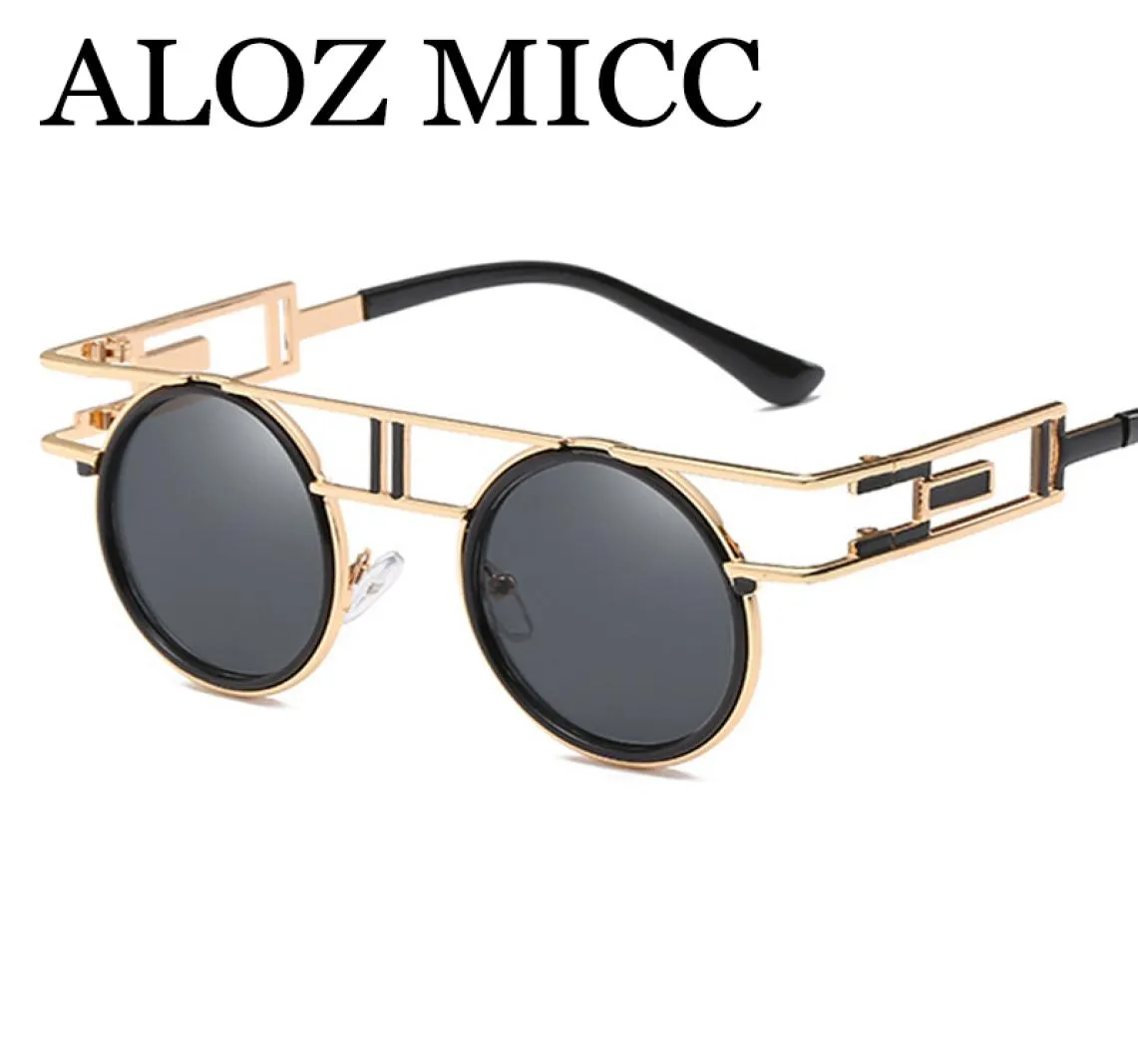 ALOZ MICC NIEUWE Women Steampunk Round Sunglasses 2018 Brandontwerper Metal Retro Sun Glazen Women Men Men Heren UV400 A5414674686