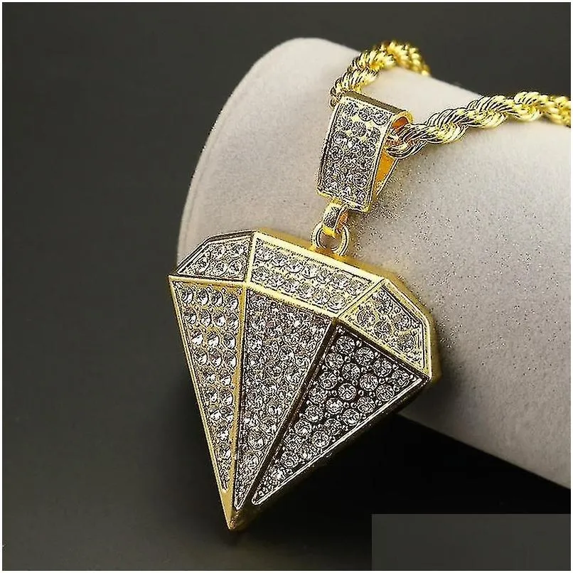 Подвесные ожерелья хип -хоп ожерелье треугольник алмаз Золото Добавить 76 см. Творжник капля доставка ювелирных украшений dhi4j
