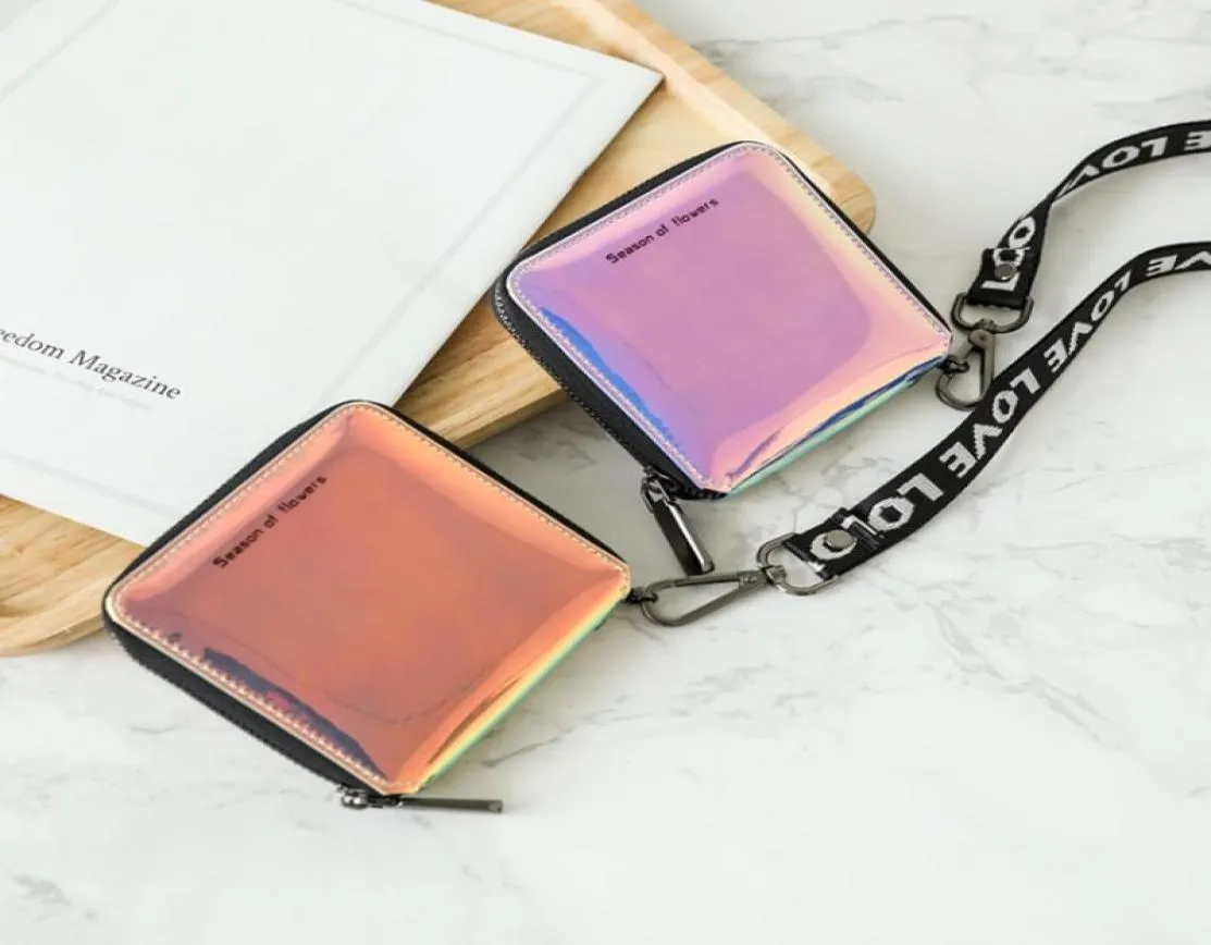 Wallets Rainbow Small Wallet Fashion Mini Women Purses Female Short Coin Zipper Purse Holographic Card Vallet1634865