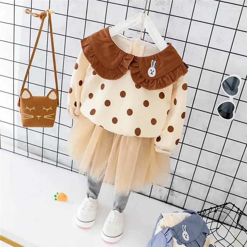 Наборы одежды весенняя осень маленькие девочки для малышей младенца кружевная футболка