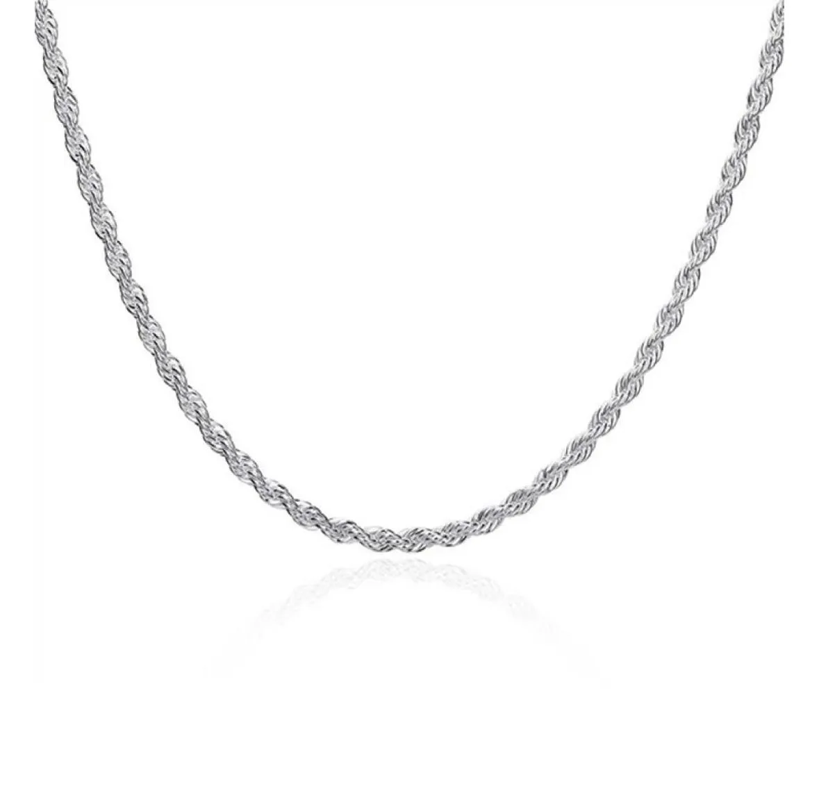 Topppläterade Sterling Silver Necklace 4mm Men ed Rope Chains 16 18 20 22 24 tum DHSN067 925 Silver Plate Neckor Jewel9450957