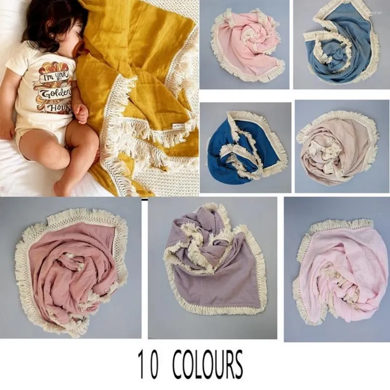 Cobertores Baby Blanket Muslin Boho Swaddle de Tassel de presente de chuveiro personalizado