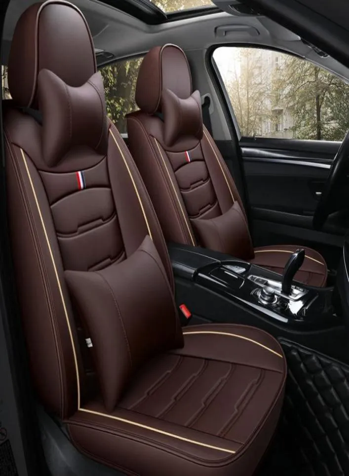 Cubiertas de asiento para el automóvil colocados para cuero duradero de mazda adjuguable cinco asientos alfombrillas de colchón de coles café2277702