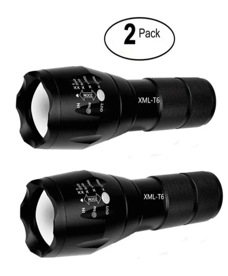 2 Pack Tactical Lampy Torch Torche MODES MOLITIQUES 5 MODES T6 3000 LUMENS TACTIQUE LED IMPHERPORT VILLE PLASSE POUR POUR CAMPING BIK298H5473275