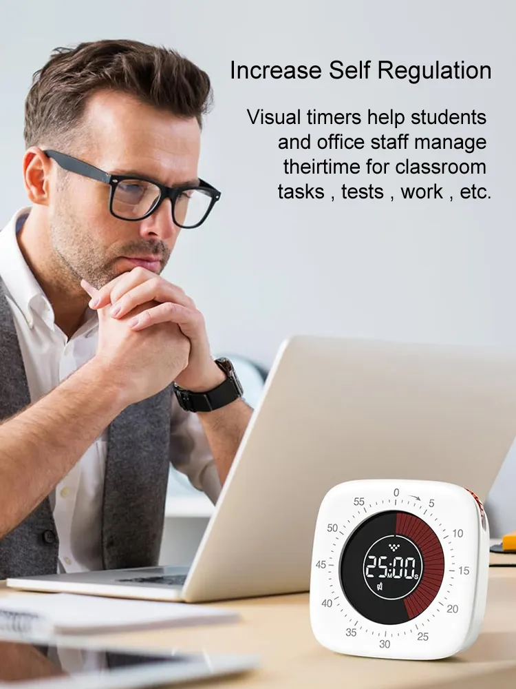 Timer Visivo 60 Minuti Per Bambini E ADHD - Conto Alla Rovescia Silenzioso Con Disco Colorato, Gestione Del Tempo Per Studio E Cucina, Magnetico - 2