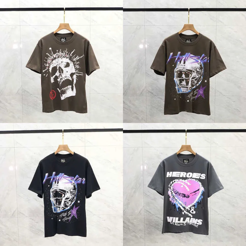 Designer skjorta herr t-shirts kort ärm tee män kvinnor hög kvalitet streetwear hip hop t shirt helvete stjärna hellstar shortsir