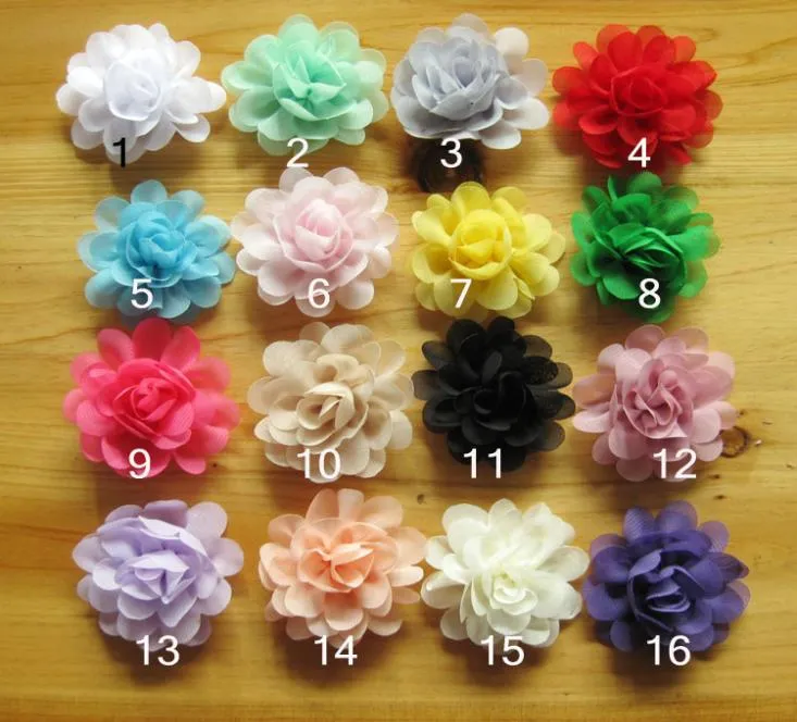 Nishine 120pcslot 2quot Mini Chiffon Flowers for Kids Girls Headband Hårklipp Diy Headwear Apparel Tyg Hårtillbehör7667728