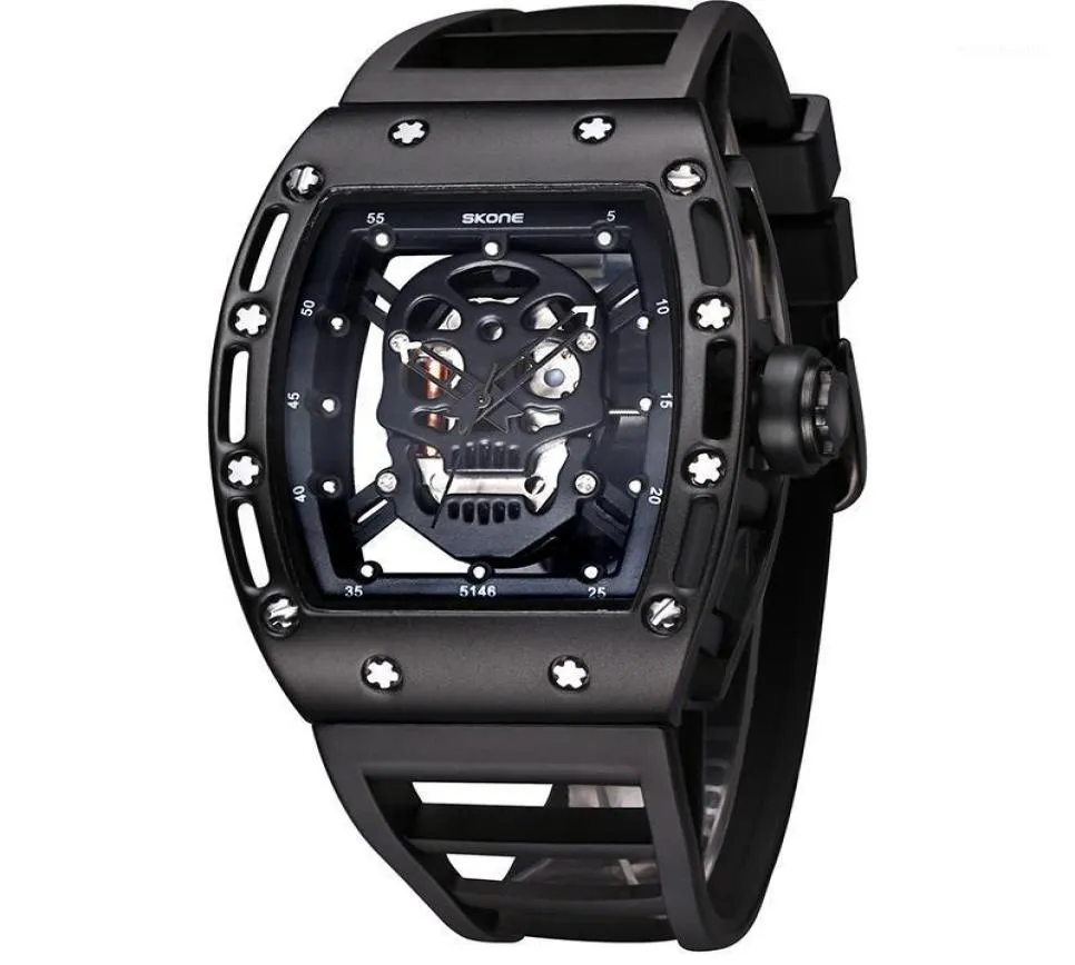 Polshorloges Men039s Watch Skull horloges 30m waterdichte polsavond Luminous Quartz Casual Hollow2685480