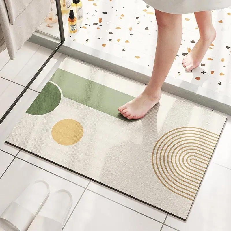 Carpets Nordic Geometric Diatom Ooze Super Absorption Bathroom Mat Anti-Slip Using-Resistant Door Door Tapis de bain facile à nettoyer