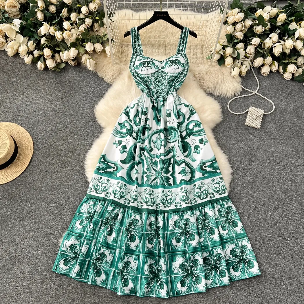 elegant print suspender dress Diana Embroidered Black Floral Dress main image 1