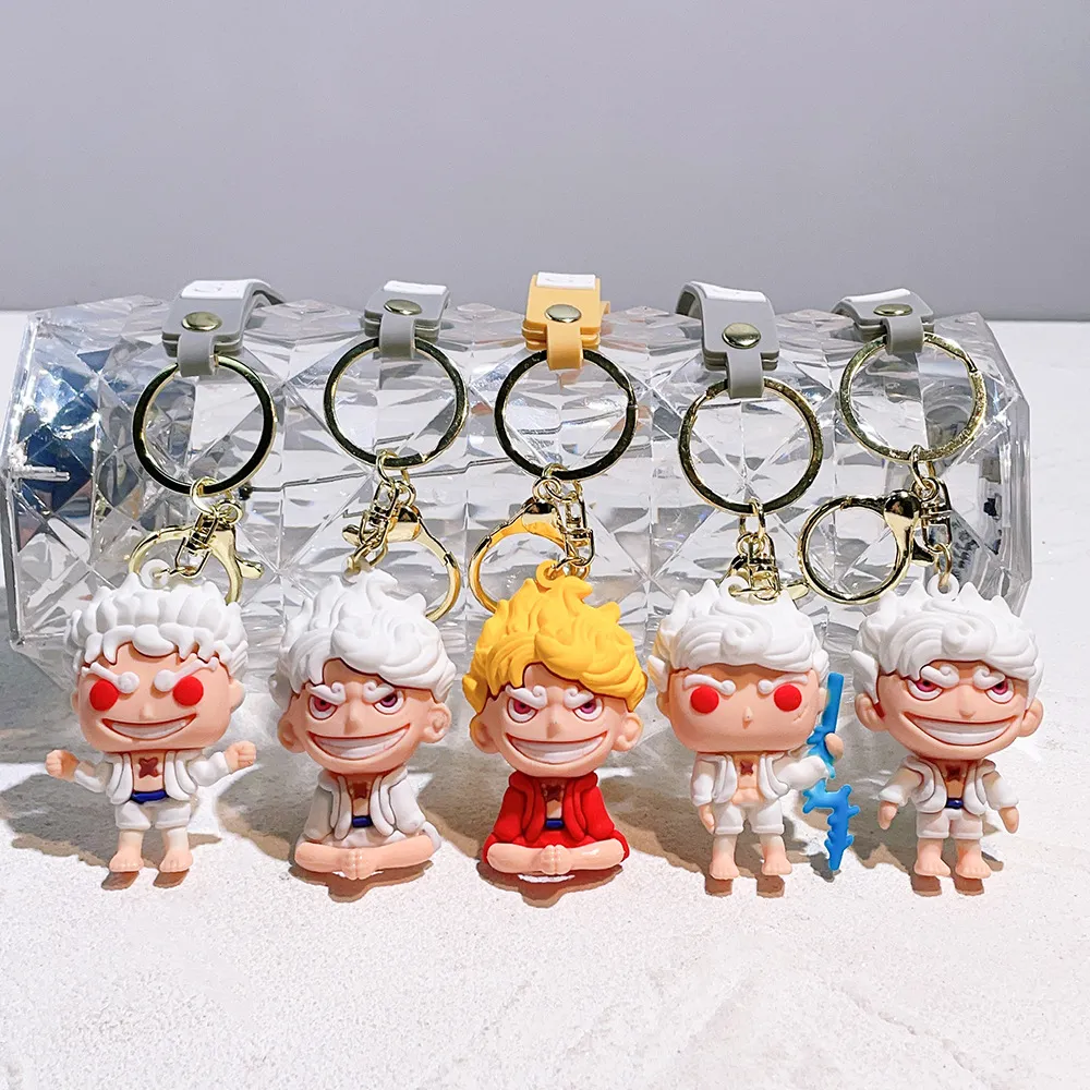 Anime Luffy Keychain Gear 5 Silicone Figure Pendant Keyring Holder Accessories Gifts for Friend