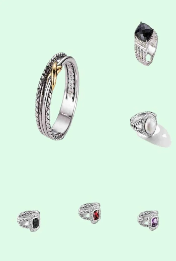 Anelli d'argento Thai Dy Dy Twocolor Vendendo croce Black Ring Women Fashion Platinum Jewelry4429326
