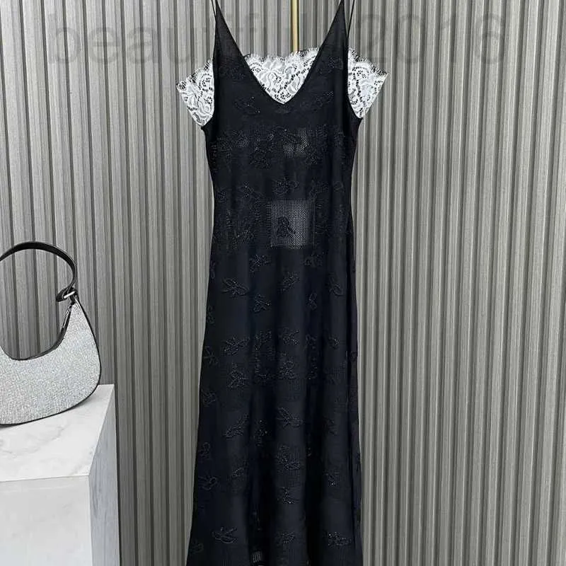 Basic & Casual Dresses designer Shenzhen Nanyou Huo~24 Summer New Product Xiaoxiangfeng Heavy Industry Hot Diamond Hollow Suspended Belt Long Skirt I6Y8