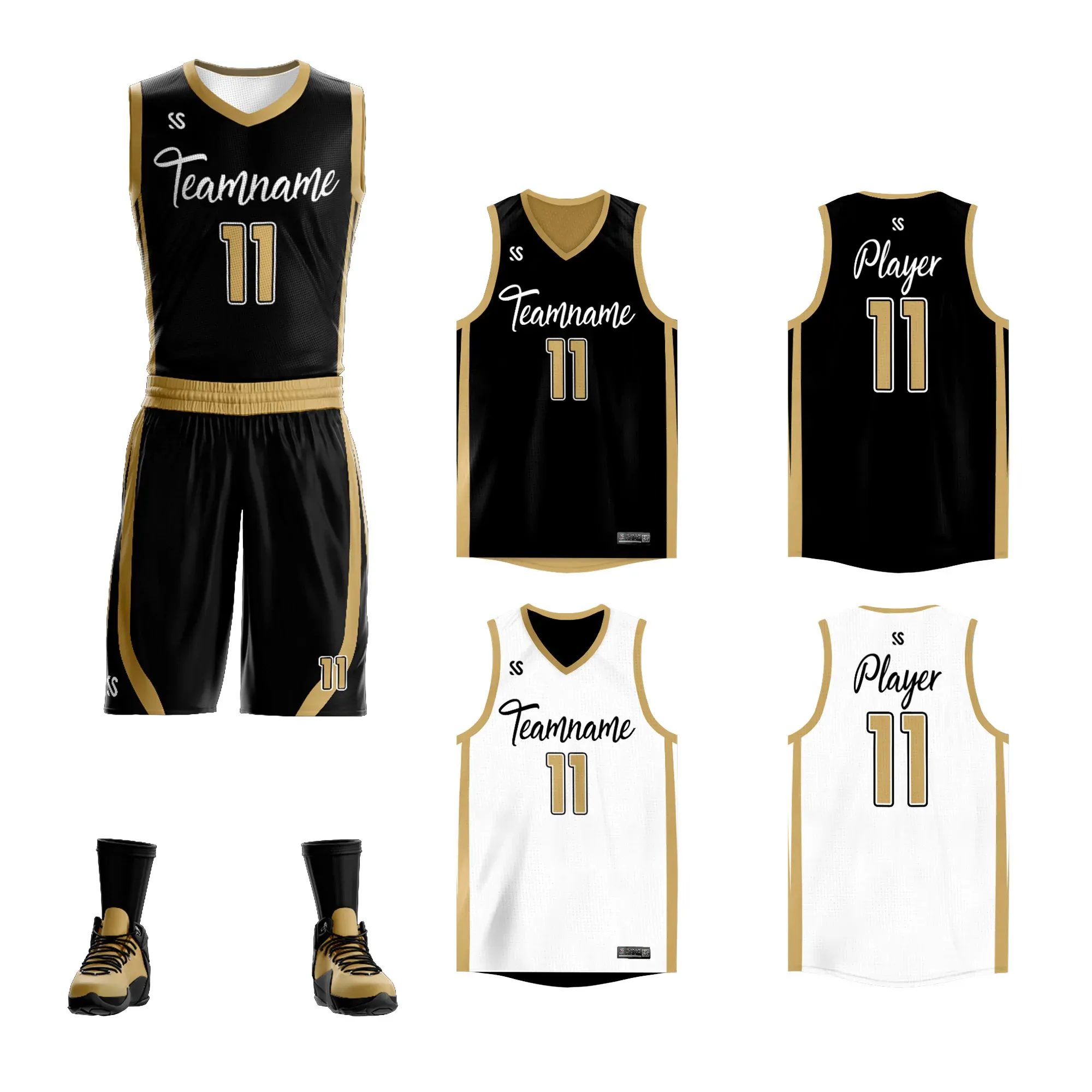 Shorts Aangepaste omkeerbare omkeerbare basketball jersey uniform gepersonaliseerd gedrukt dubbelzijdig basketbal shirt herentanktop met shorts set