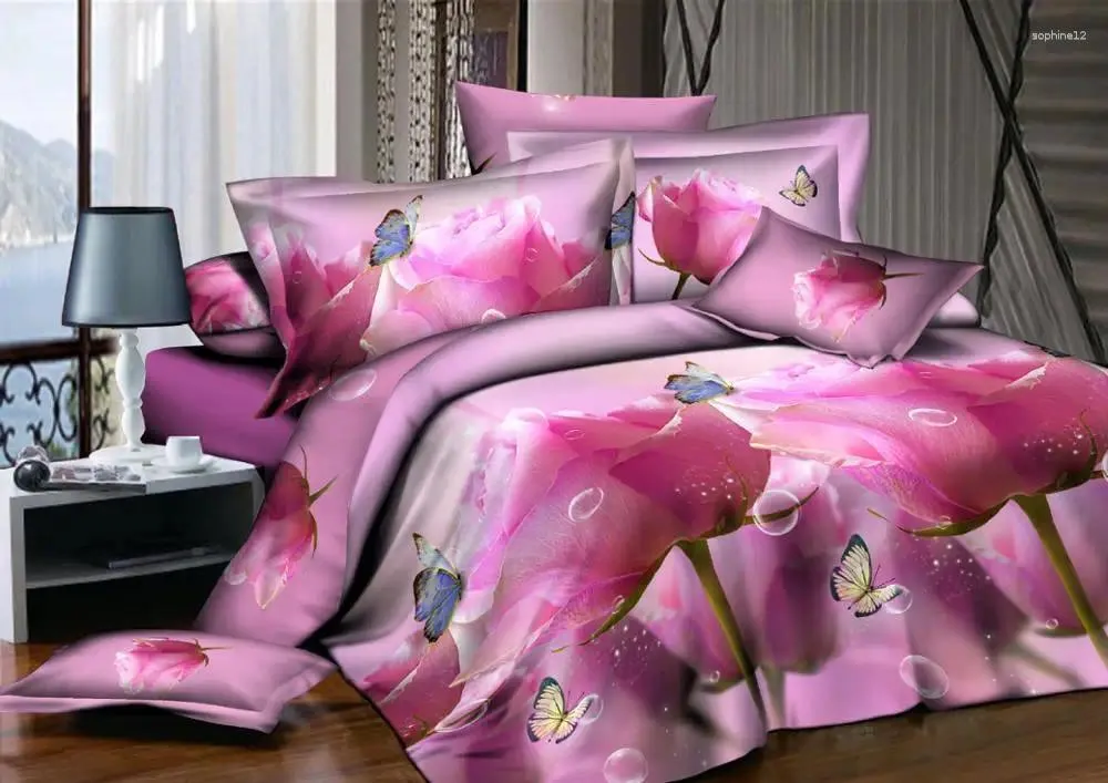 Bedding Sets Juego De Ropa Cama Con Estampado 3D Edredn Lujo Conjunto Funda 4 Piezas