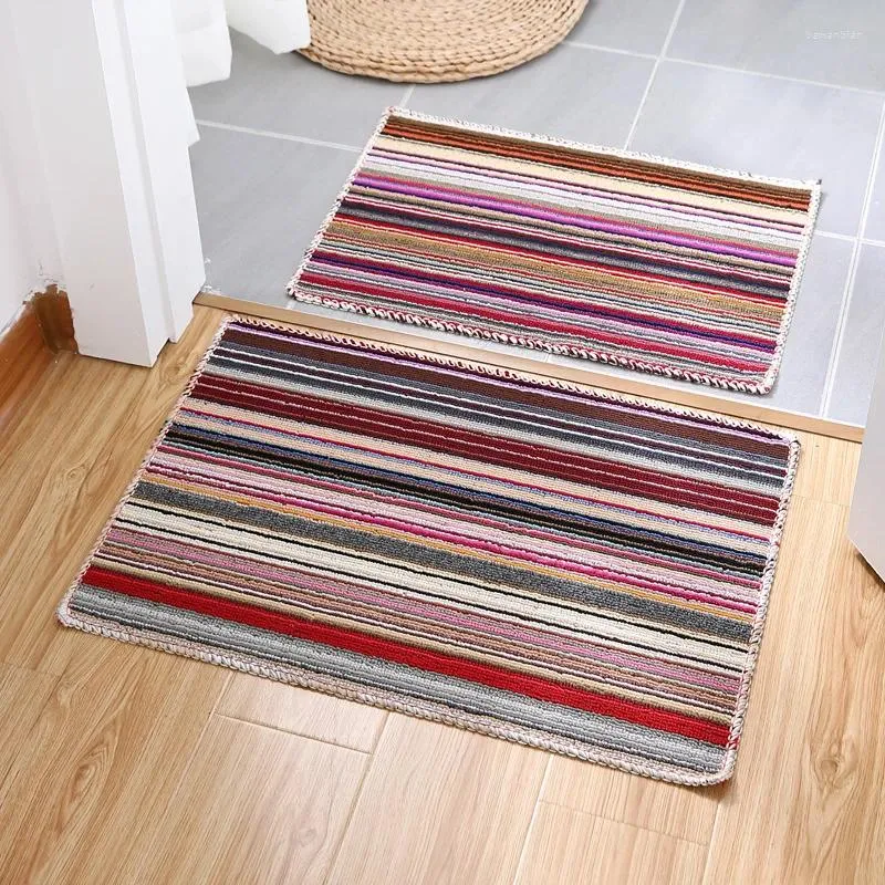 Mats de baño Color Strip Floor Floor Enter Enter Door Kitchen Baño Mal Cojín sin deslizamiento Absorber Agua Alfombra para el pie de agua Aspiradora