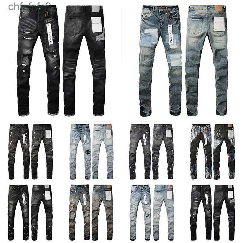 Lila Jeans Herren Jeans hochwertiger einzigartiger Designstil mit Löchern Slim Fit Bikers Denim für Männer Mans Black Fit Hosen 5nju
