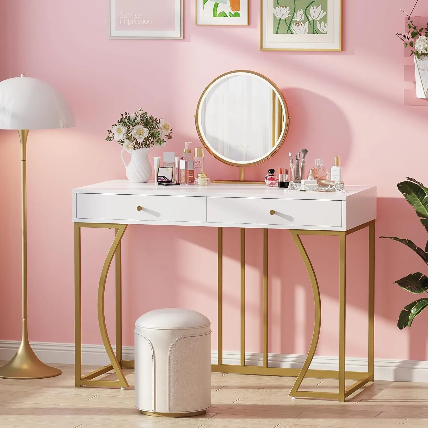 Computer Vanity Desk Modern Weehom Vanity Desk with Drawers - Functional Makeup Table for ...