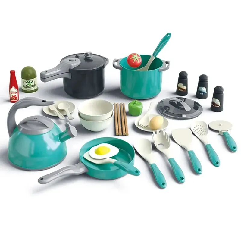 Childrens Pots And Pans Cookware Play Set Kids Pretend Play