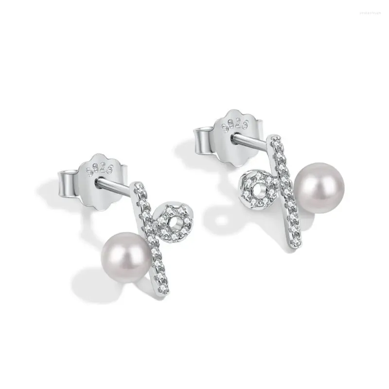 Boucles à oreilles S925 Oreille en argent conception de symboles personnalisés Zircon Pearl Inlaid Instagram Fashion Bijoux d'oreille polyvalente pour femmes